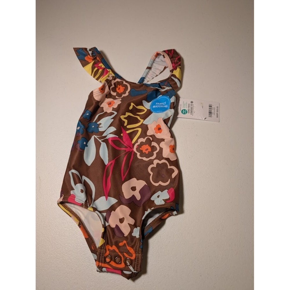 Carter's Baby Girl Floral Ruffle One-Piece Swimsuit 9M Family Matching New‎ - Picture 3 of 3